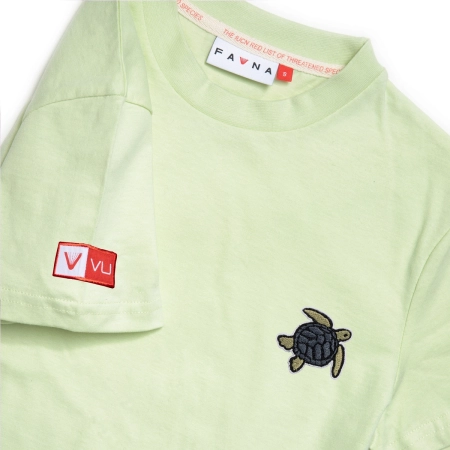 T-shirt damski Basic z żółwiem caretta - pistacjowy